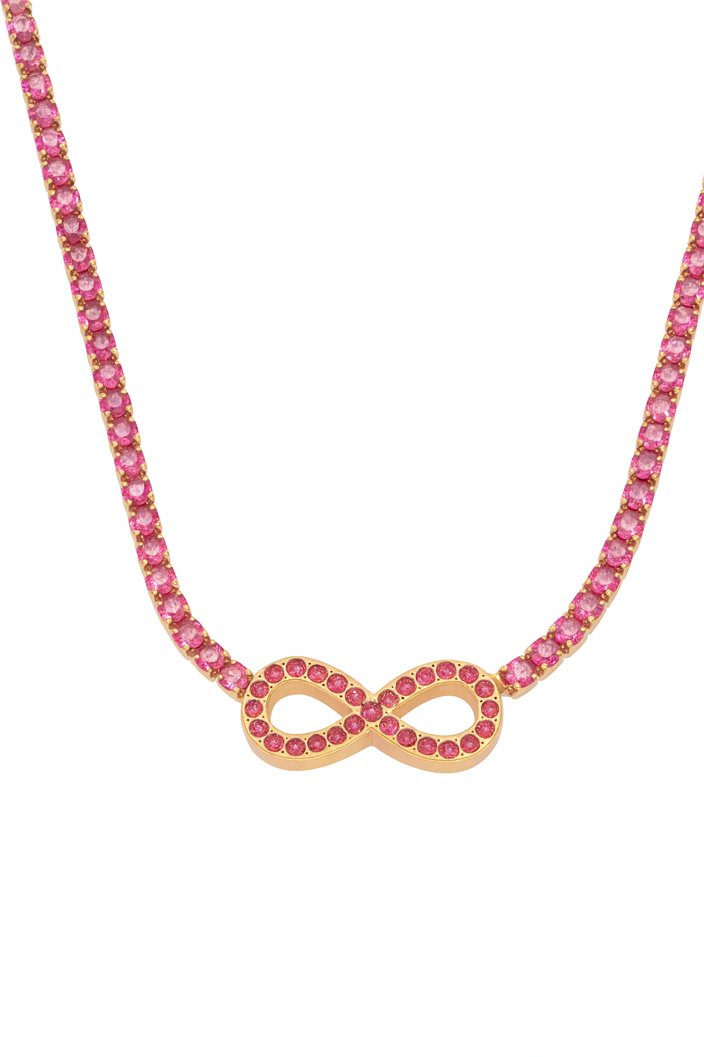 Set infini en acier inoxydable plaqué or PVD avec Zirconium Colorés – Collier, Bracelet & Boucles d’Oreilles
