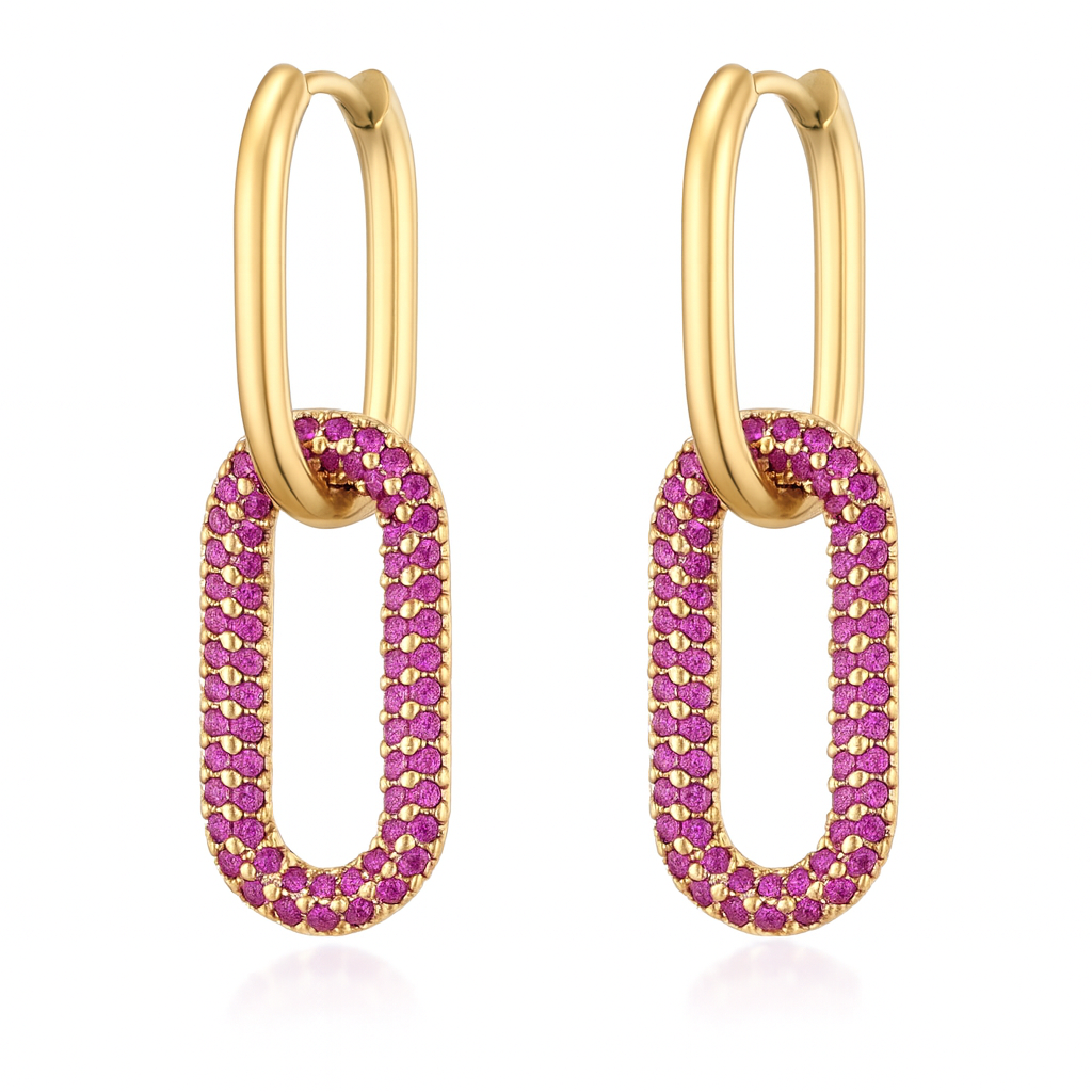 Boucle d'oreilles en acier inoxydable et zirconium rose Éclat Confiance - Bijou Mon Amour