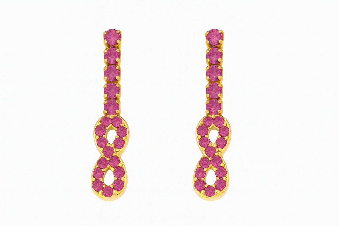 Set infini en acier inoxydable plaqué or PVD avec Zirconium Colorés – Collier, Bracelet & Boucles d’Oreilles - Bijou Mon Amour