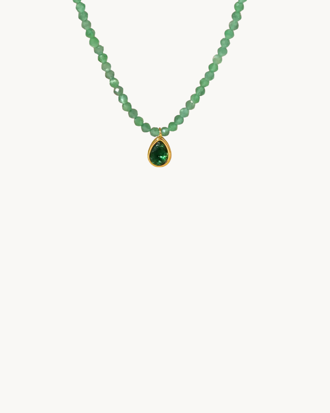 Collier en Pierre Naturelle Verte et Acier Inoxydable - Bijou Mon Amour