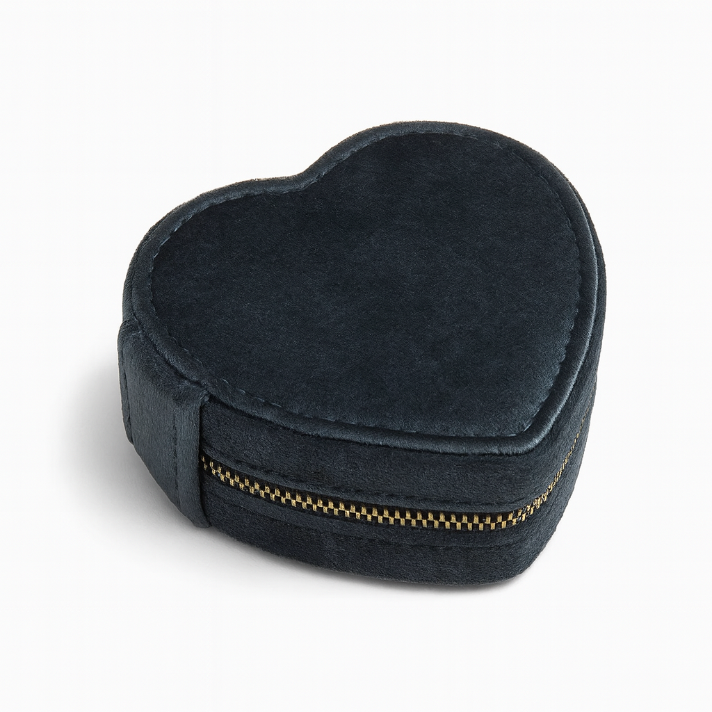 Boîte à Bijoux en Velours premium – Forme Cœur avec Fermeture Zippée - Bijou Mon Amour