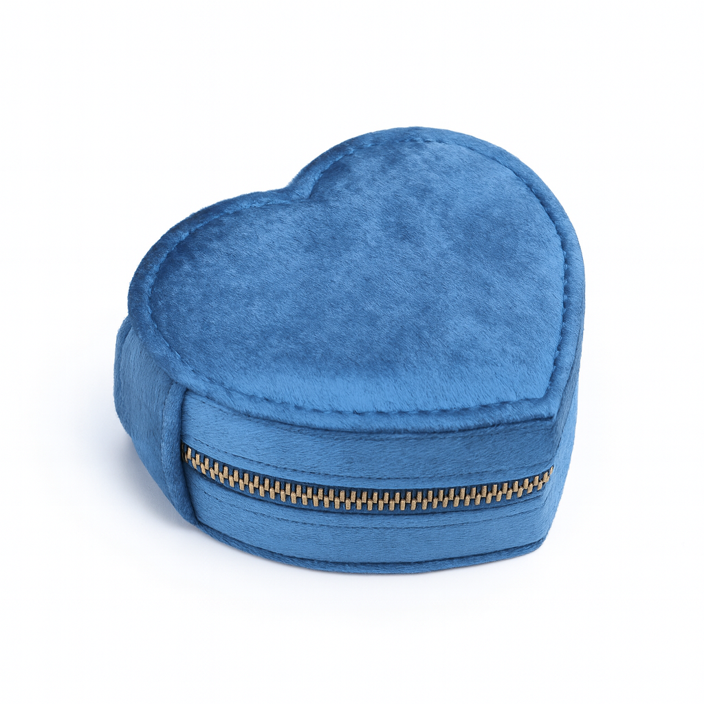 Boîte à Bijoux en Velours premium – Forme Cœur avec Fermeture Zippée - Bijou Mon Amour