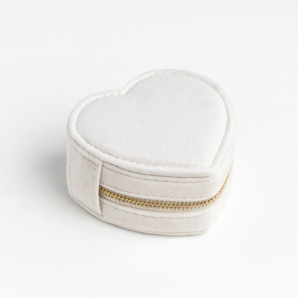 Boîte à Bijoux en Velours premium – Forme Cœur avec Fermeture Zippée - Bijou Mon Amour