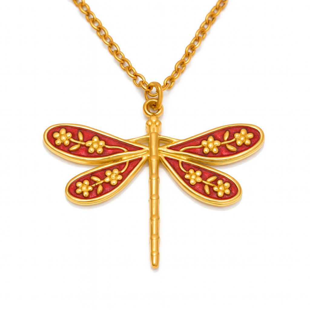 Collier libellule Coloré en Acier Inoxydable & Émail - Bijou Mon Amour