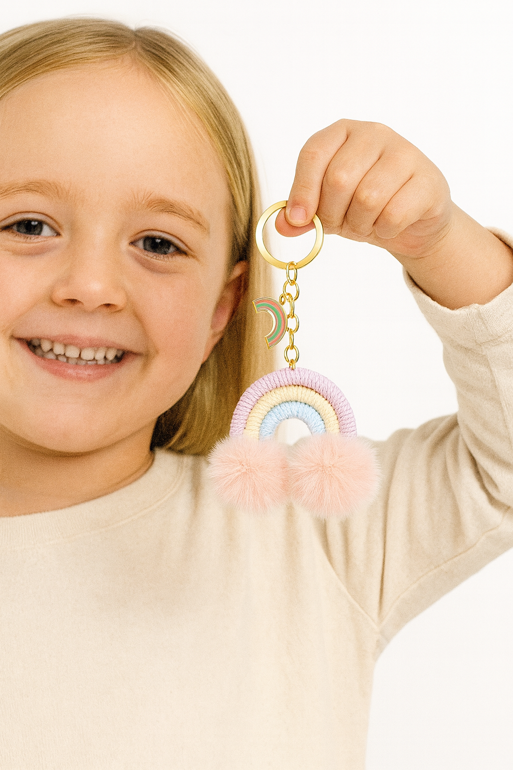 Porte-clés Pompon Arc-en-Ciel – Coloré & Fun - Bijou Mon Amour