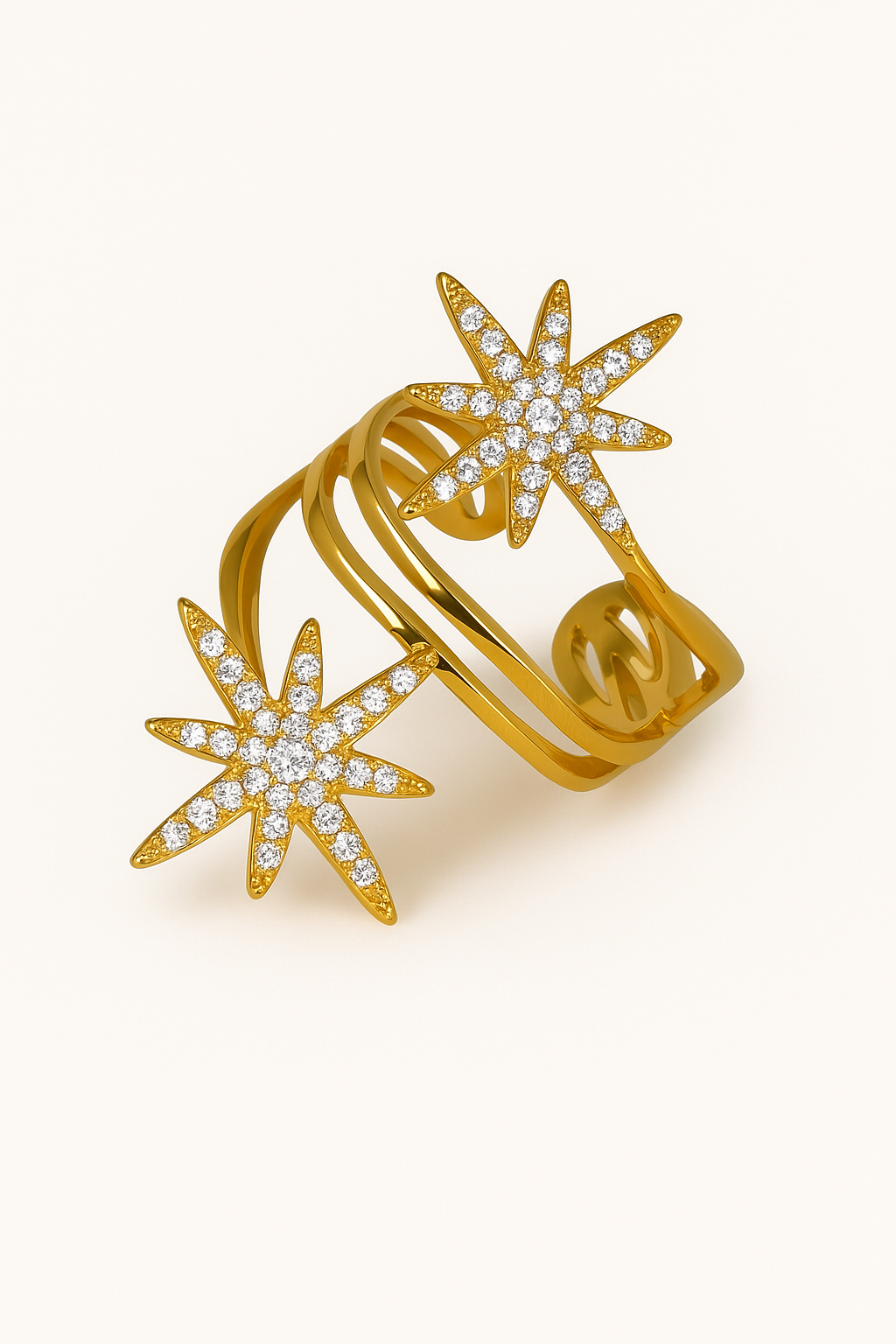 Bague Étoile pour Femme – Acier Inoxydable Plaqué Or & Zircon Blanc - Bijou Mon Amour