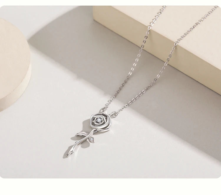 Collier Rose en Argent Sterling 925 & Zirconium - Bijou Mon Amour