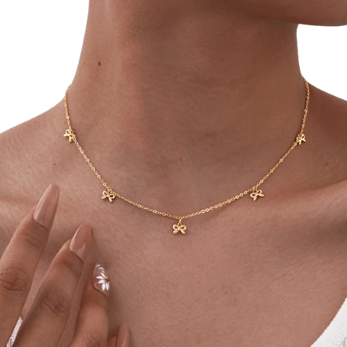 Collier Choker Nœud Papillon Acier Inoxydable à Maillons Fins - Bijou Mon Amour