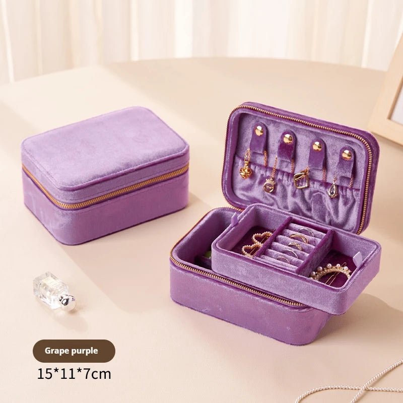 Boîte à Bijoux Portable en Velours premium – Double Couches - Bijou Mon Amour