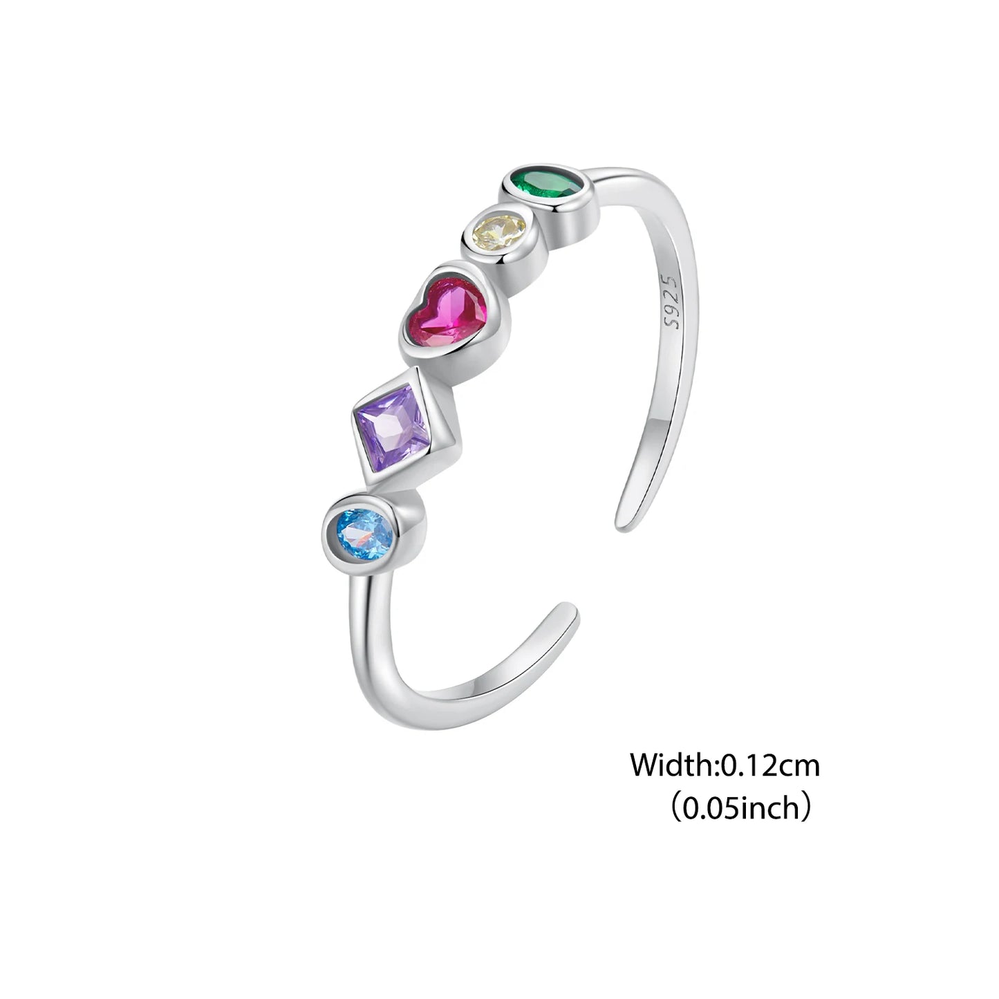 Bague ajustable Colorée en Argent Sterling 925 & Zirconium - Bijou Mon Amour