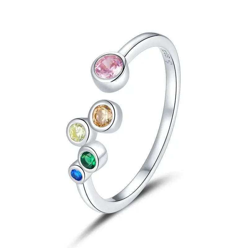 Bague ajustable Colorée en Argent Sterling 925 & Zirconium - Bijou Mon Amour