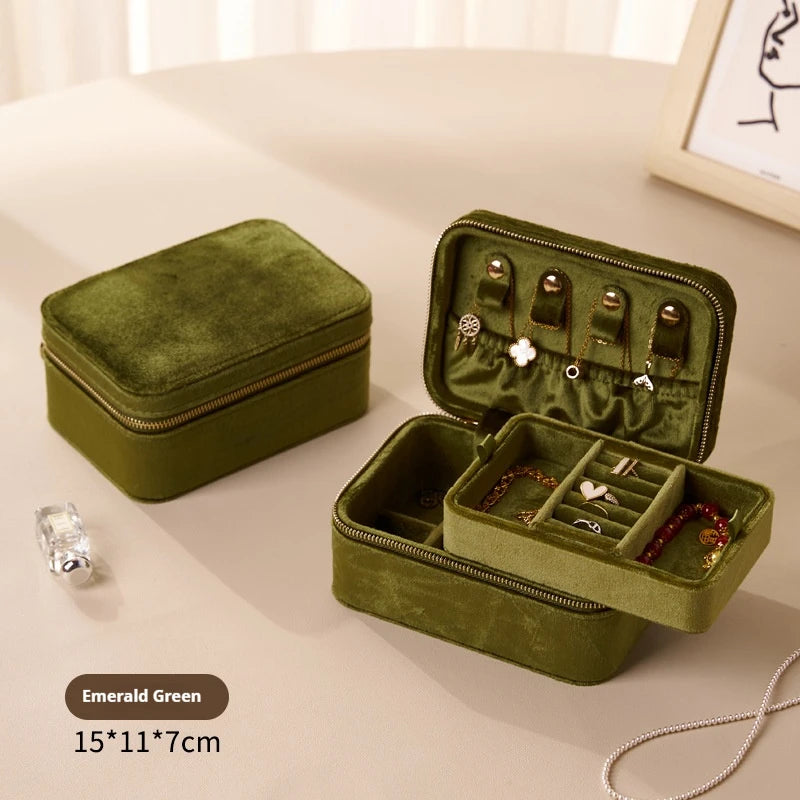 Boîte à Bijoux Portable en Velours premium – Double Couches - Bijou Mon Amour