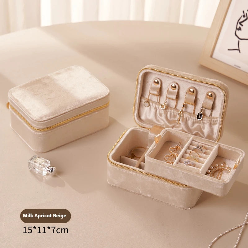 Boîte à Bijoux Portable en Velours premium – Double Couches - Bijou Mon Amour