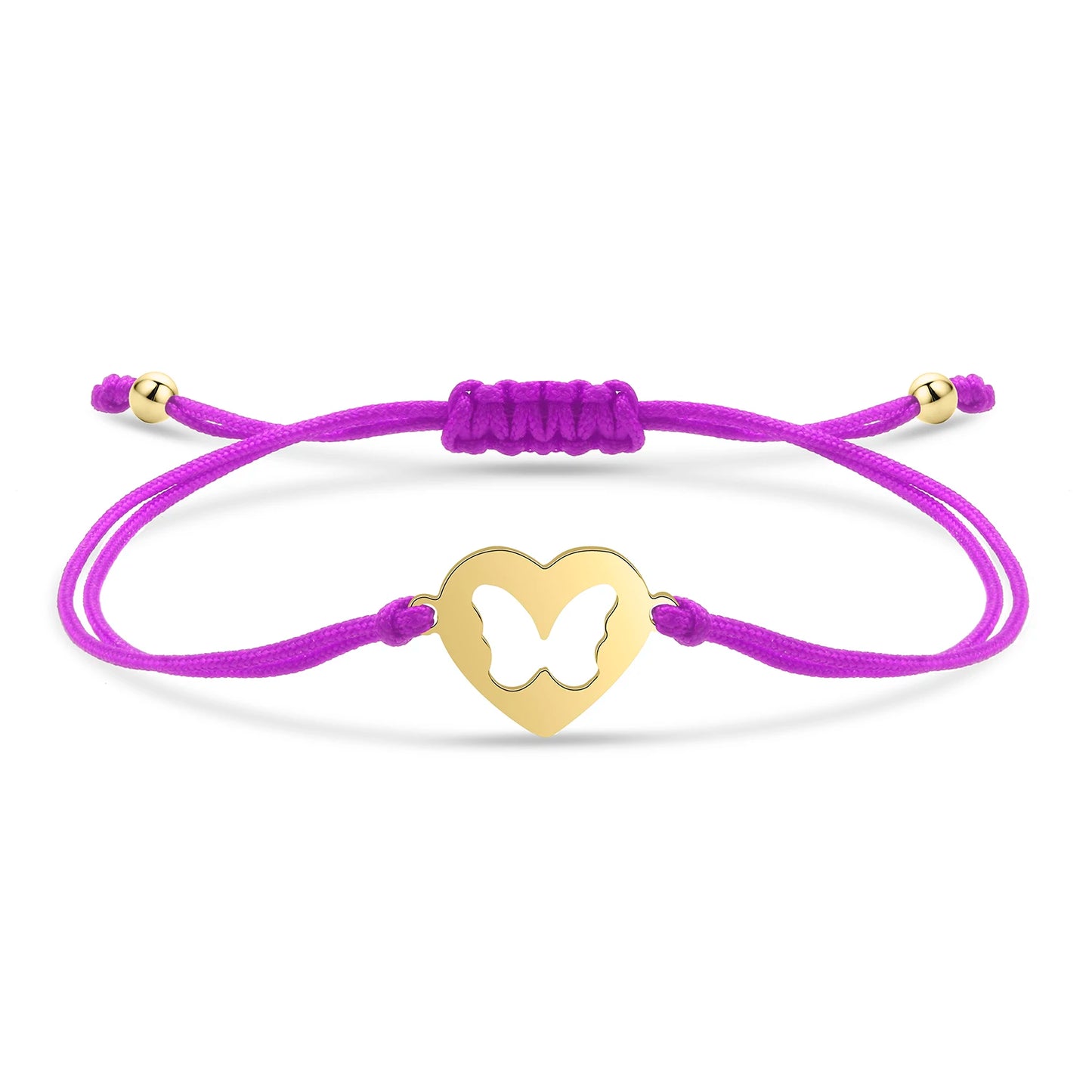 Bracelet papillon câlin en acier inoxydable et cordon ajustable en coton doux - Bijou Mon Amour
