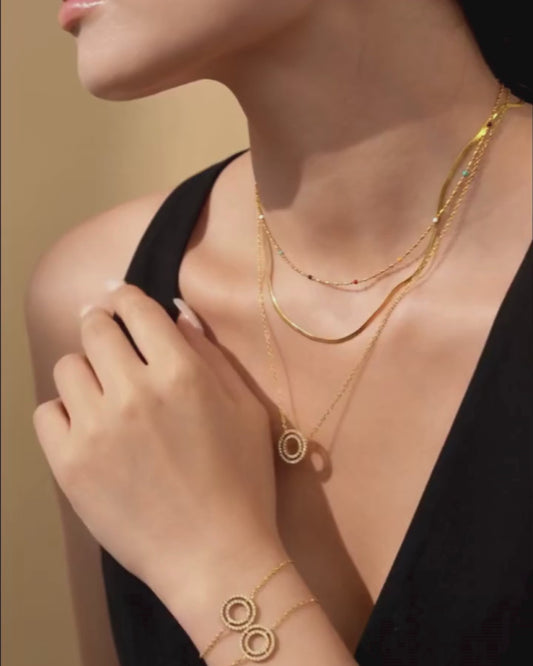 Bracelet en acier inoxydable et zirconium Harmonie & confiance