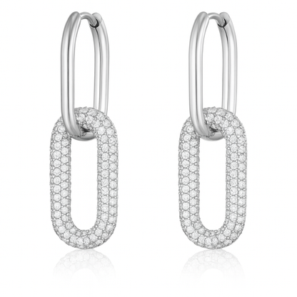 Boucle d'oreilles en acier inoxydable et zirconium blanc Éclat Confiance - Bijou Mon Amour