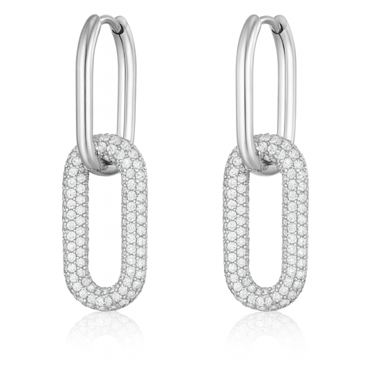 Boucle d'oreilles en acier inoxydable et zirconium blanc Éclat Confiance - Bijou Mon Amour