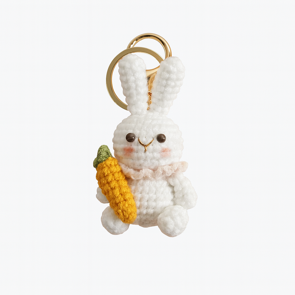 Porte-clés en Crochet Fait Main réassurance & repère- Famille lapin - Bijou Mon Amour