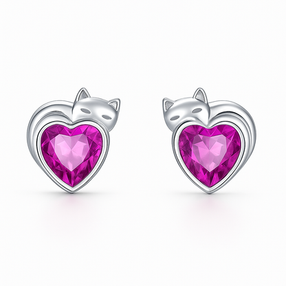 Boucles d’Oreilles Chat Colorées en Argent 925 et zirconium - Bijou Mon Amour