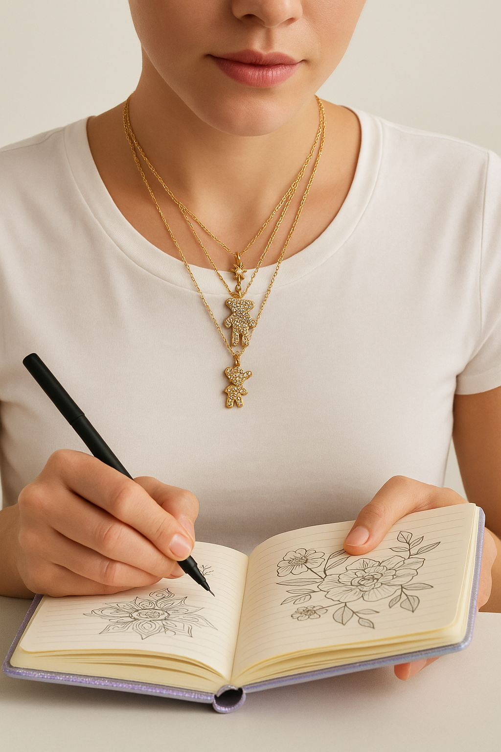 Collier Ourson Étincelant en Acier Inoxydable et zirconium scintillant - Bijou Mon Amour