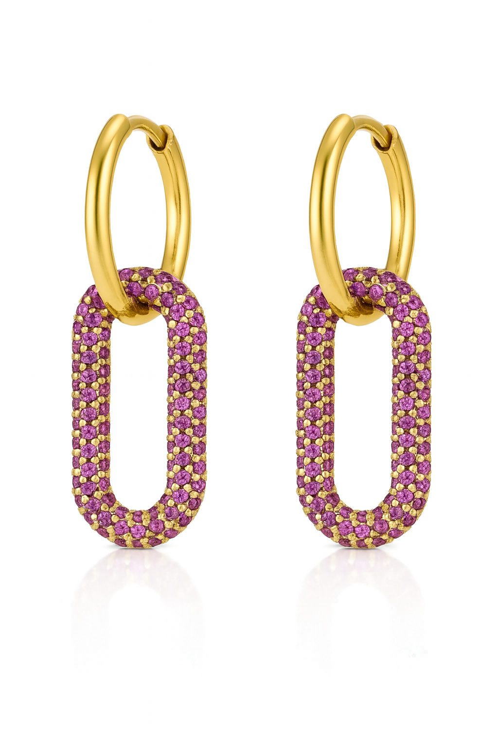 Boucle d'oreilles en acier inoxydable et zirconium rose Éclat Confiance - Bijou Mon Amour