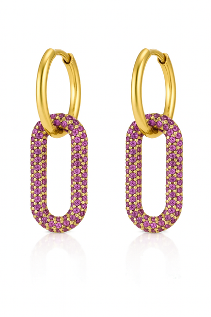 Boucle d'oreilles en acier inoxydable et zirconium rose Éclat Confiance - Bijou Mon Amour