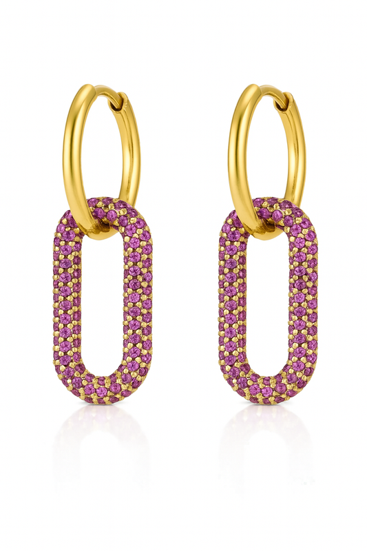 Boucle d'oreilles en acier inoxydable et zirconium rose Éclat Confiance - Bijou Mon Amour
