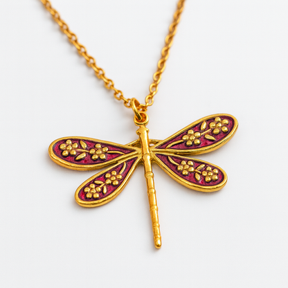 Collier libellule Coloré en Acier Inoxydable & Émail - Bijou Mon Amour