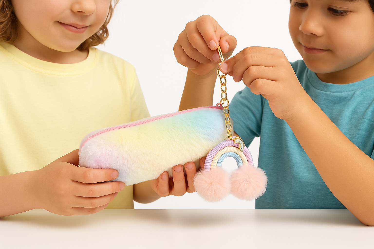  Porte-clés Pompon Arc-en-Ciel – Coloré & Fun - Bijou Mon Amour