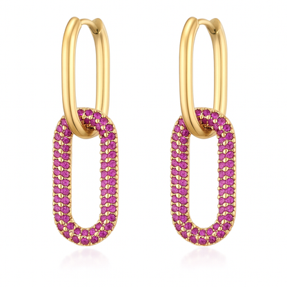 Boucle d'oreilles en acier inoxydable et zirconium rose Éclat Confiance - Bijou Mon Amour
