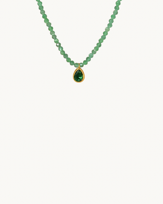 Collier en Pierre Naturelle Verte et Acier Inoxydable - Bijou Mon Amour