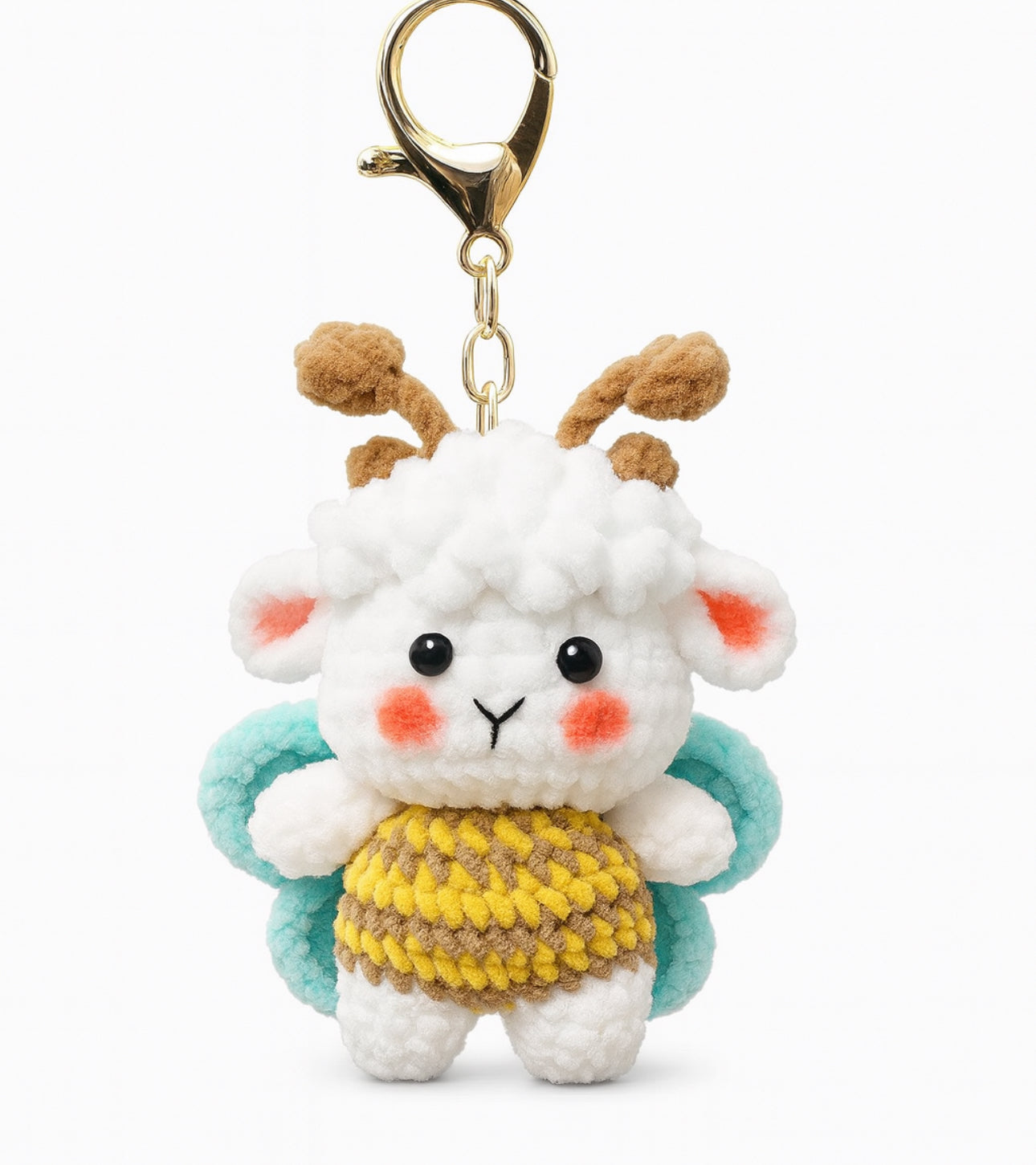 Porte-clés confident rassurant mouton joli papillon au Crochet fait main - Bijou Mon Amour