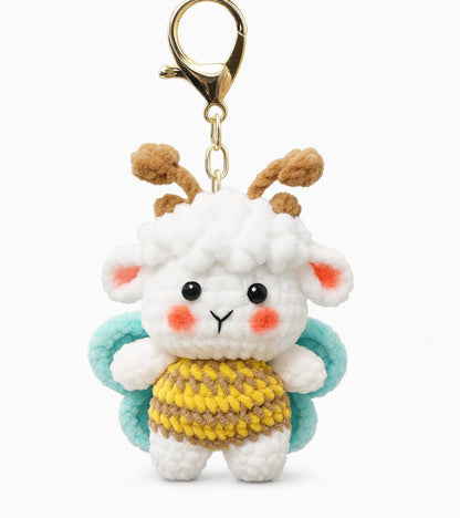 Porte-clés confident rassurant mouton joli papillon au Crochet fait main - Bijou Mon Amour
