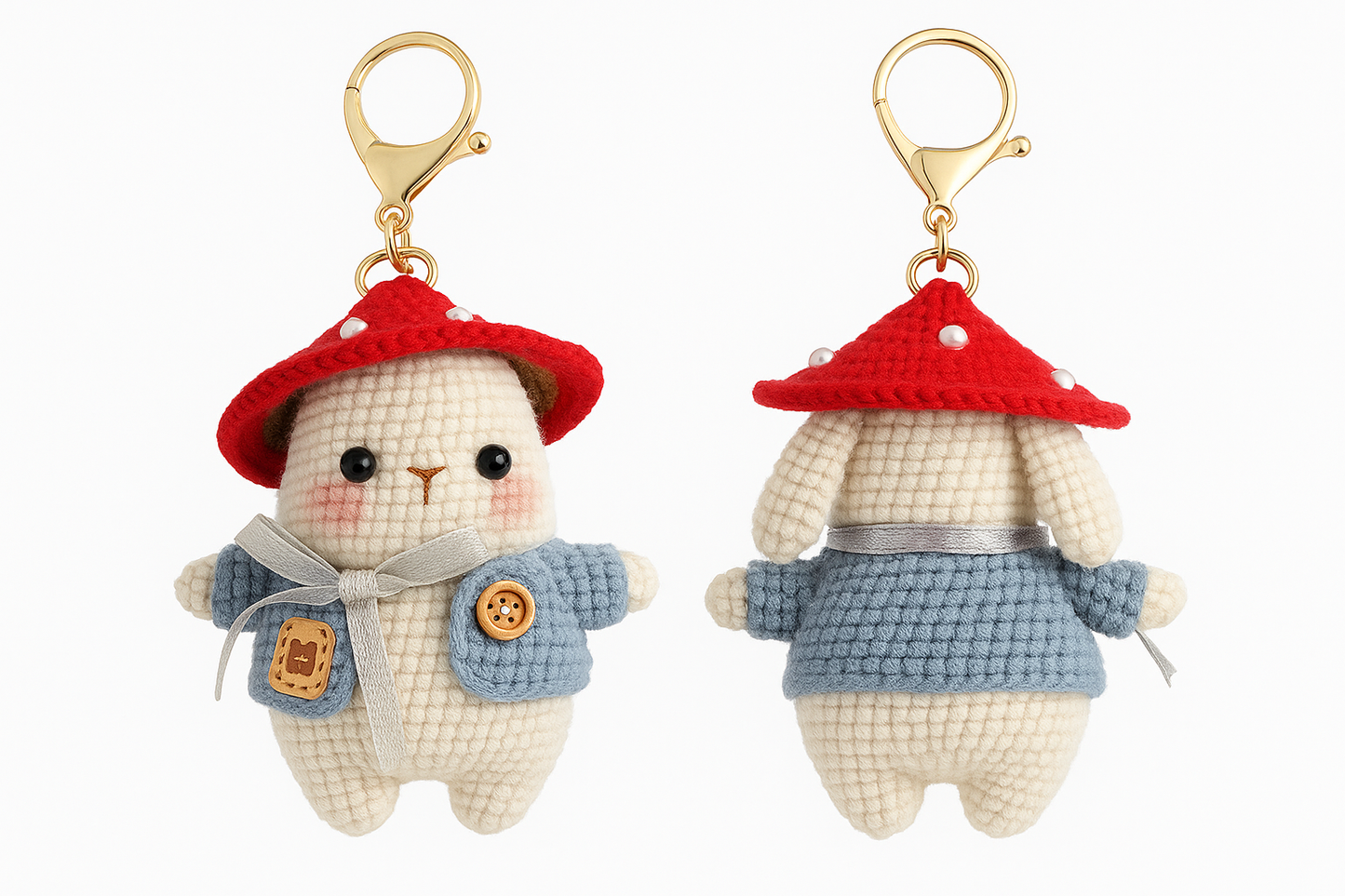 Porte-clés en Crochet Fait Main réassurance & repère- Famille lapin - Bijou Mon Amour