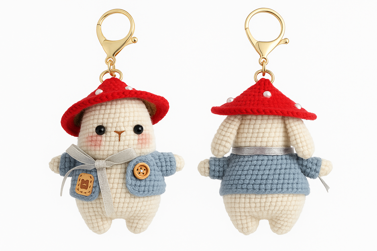 Porte-clés en Crochet Fait Main réassurance & repère- Famille lapin - Bijou Mon Amour