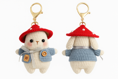 Porte-clés en Crochet Fait Main réassurance & repère- Famille lapin - Bijou Mon Amour