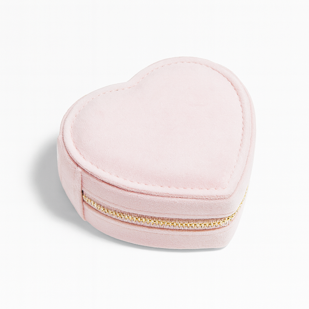 Boîte à Bijoux en Velours premium – Forme Cœur avec Fermeture Zippée - Bijou Mon Amour