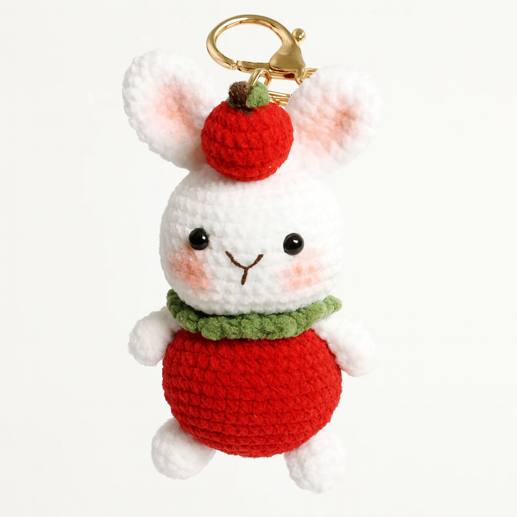 Porte-clés en Crochet Fait Main réassurance & repère- Famille lapin - Bijou Mon Amour