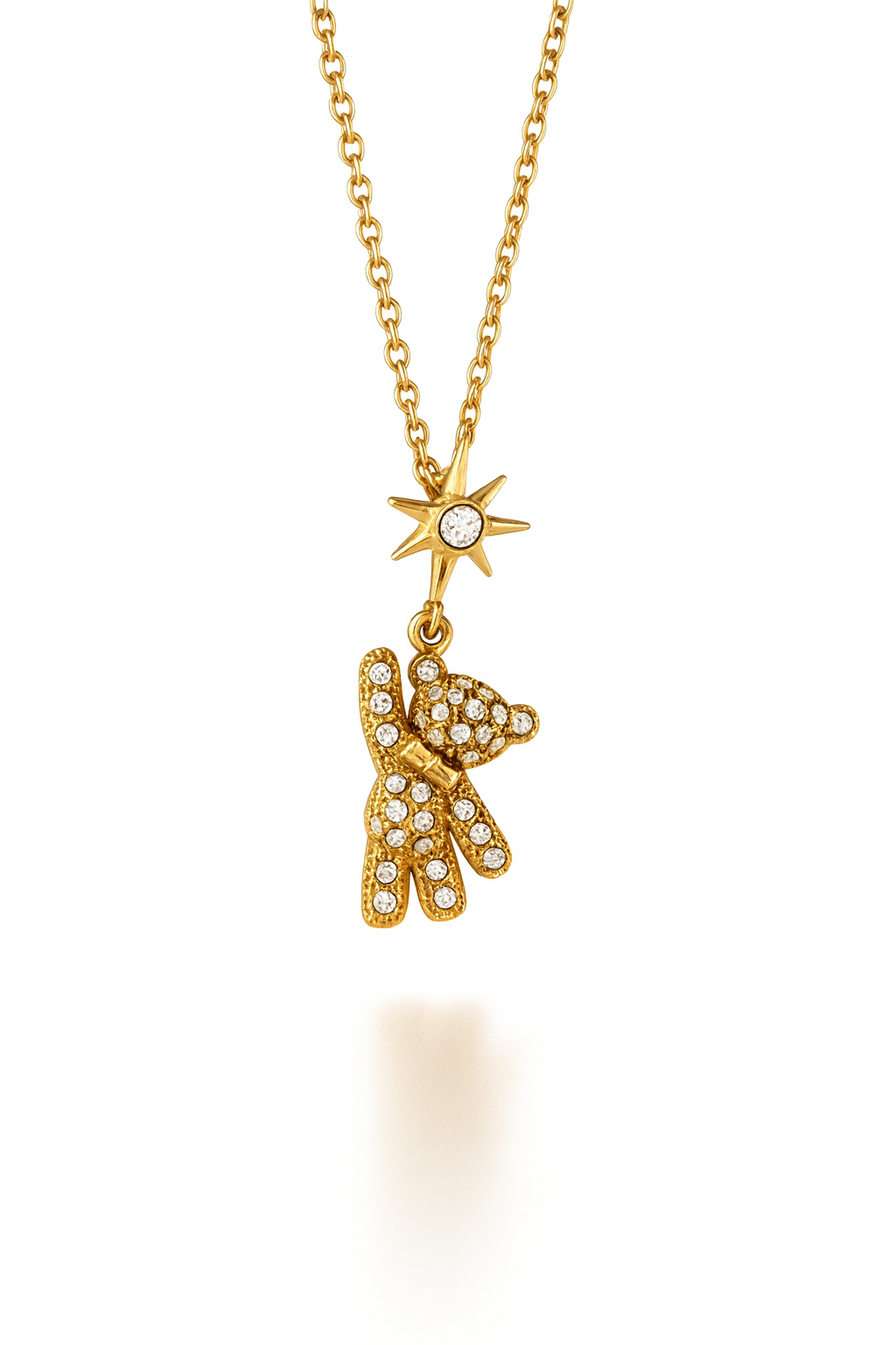 Collier Ourson Étincelant en Acier Inoxydable et zirconium scintillant - Bijou Mon Amour