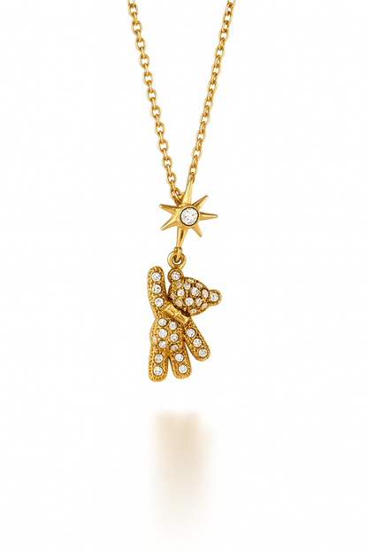 Collier Ourson Étincelant en Acier Inoxydable et zirconium scintillant - Bijou Mon Amour