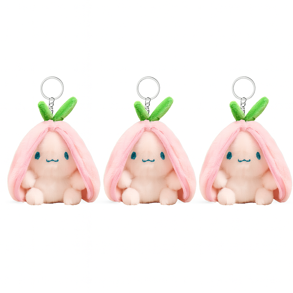 Peluche Lapin Transformable Fraise / Carotte /Raisin– Douce, Kawaii & Multifonction - Bijou Mon Amour