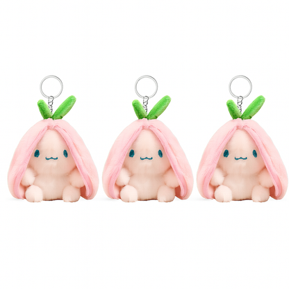 Peluche Lapin Transformable Fraise / Carotte /Raisin– Douce, Kawaii & Multifonction - Bijou Mon Amour