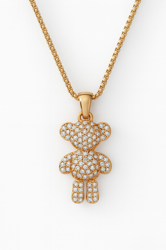 Collier Ourson Étincelant en Acier Inoxydable et zirconium scintillant - Bijou Mon Amour