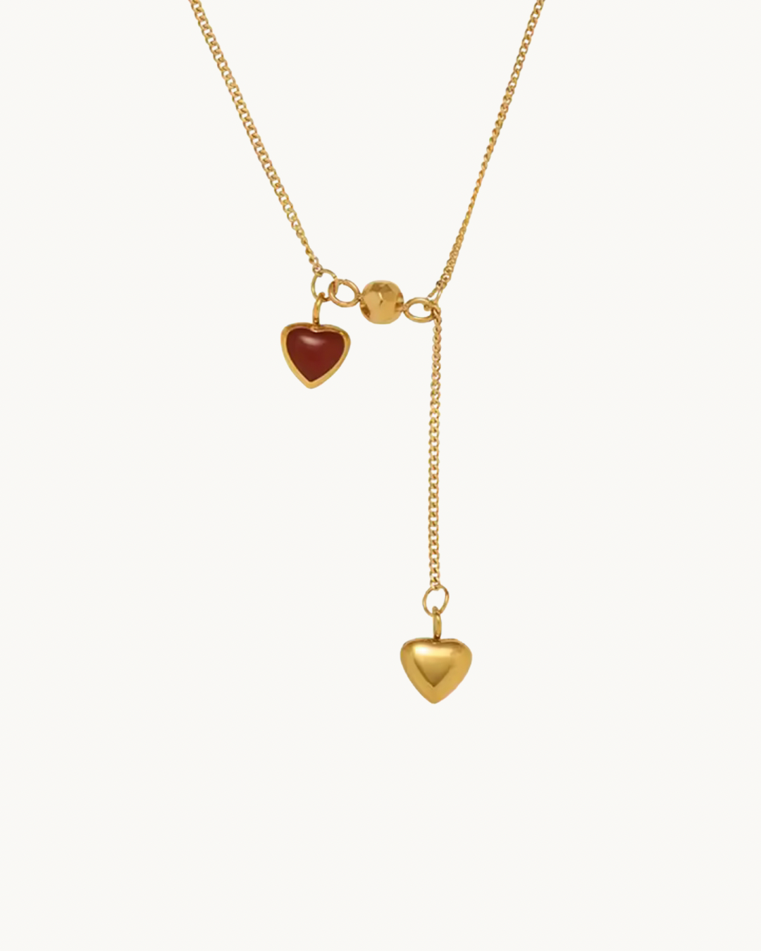 Collier Cœur Rouge à Pampille en Acier Titane - Bijou Mon Amour