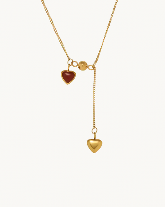 Collier Cœur Rouge à Pampille en Acier Titane - Bijou Mon Amour