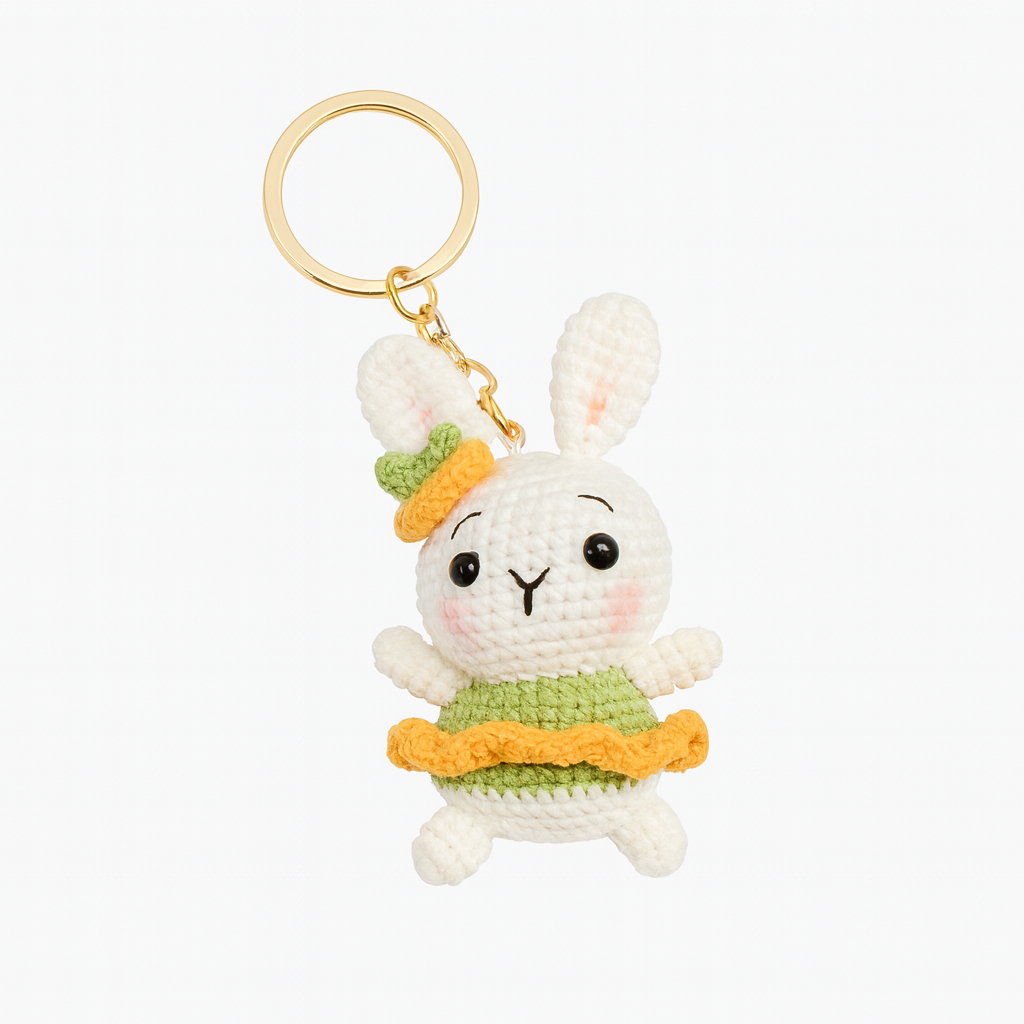 Porte-clés en Crochet Fait Main réassurance & repère- Famille lapin - Bijou Mon Amour