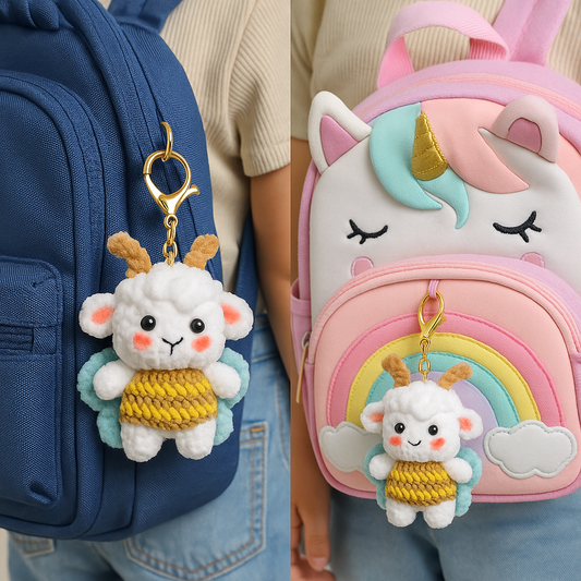 Porte-clés confident rassurant mouton joli papillon au Crochet fait main - Bijou Mon Amour