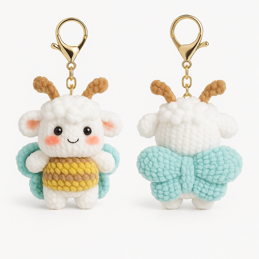 Porte-clés confident rassurant mouton joli papillon au Crochet fait main - Bijou Mon Amour