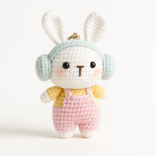 Porte-clés en Crochet Fait Main réassurance & repère- Famille lapin - Bijou Mon Amour