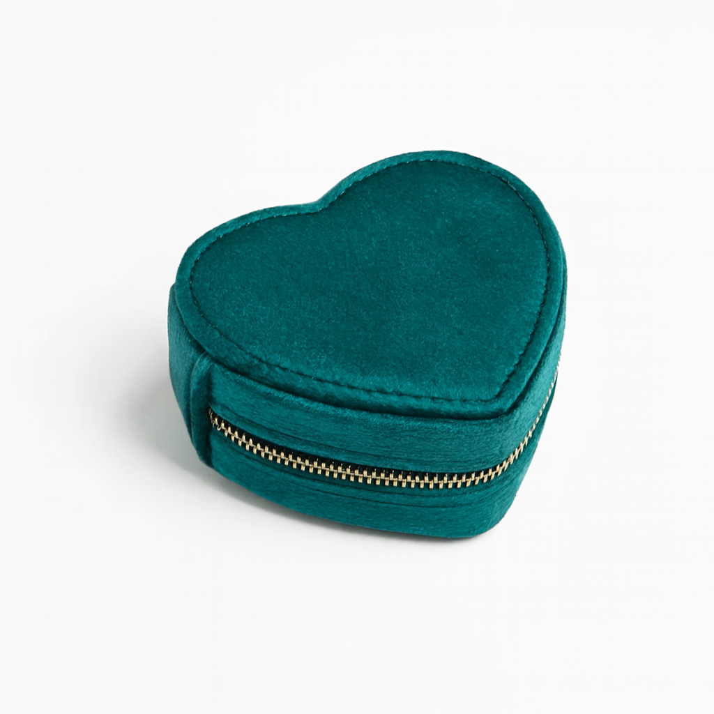 Boîte à Bijoux en Velours premium – Forme Cœur avec Fermeture Zippée - Bijou Mon Amour